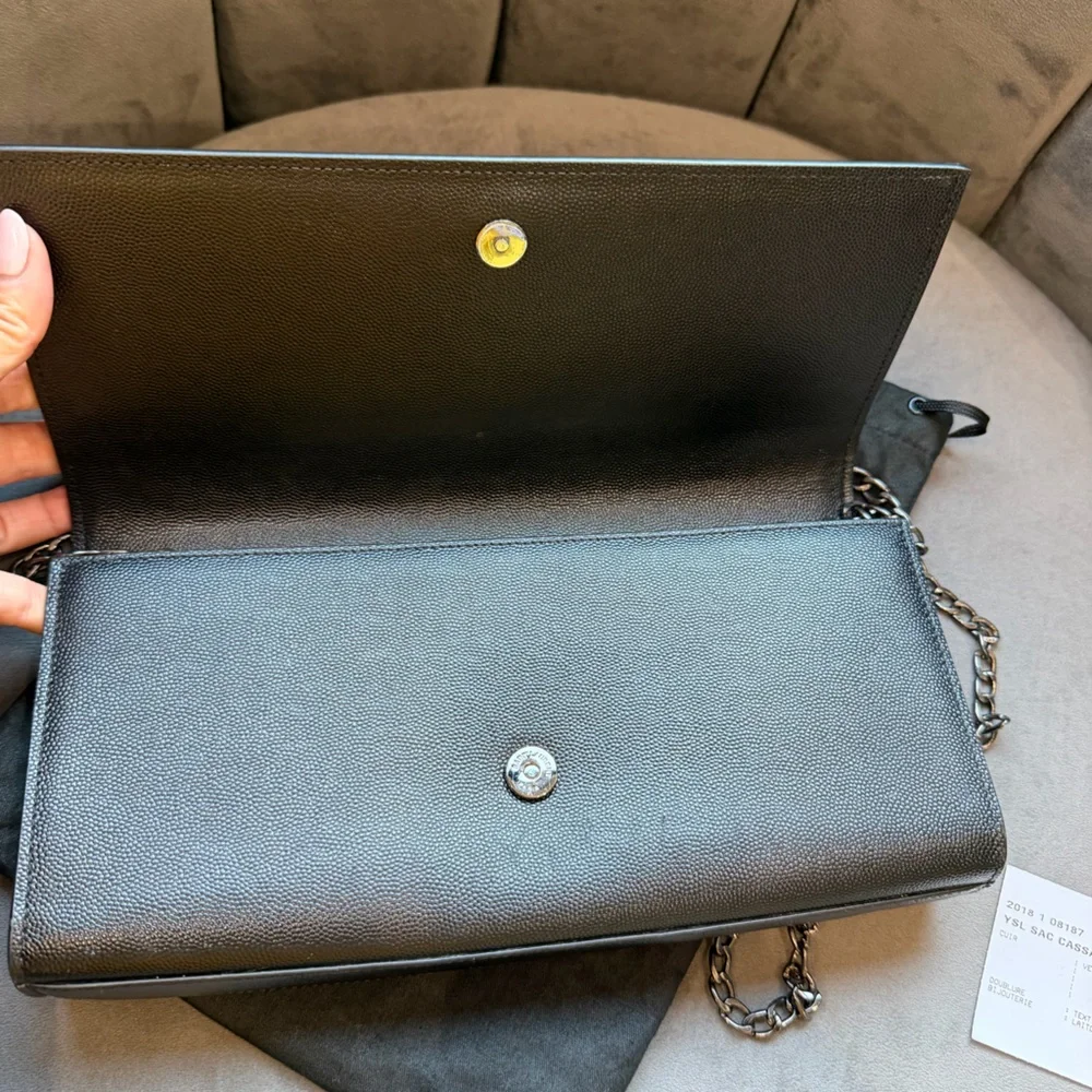 Yves Saint Laurent Black Leather Wallet-on-Chain - Picture 10 of 15